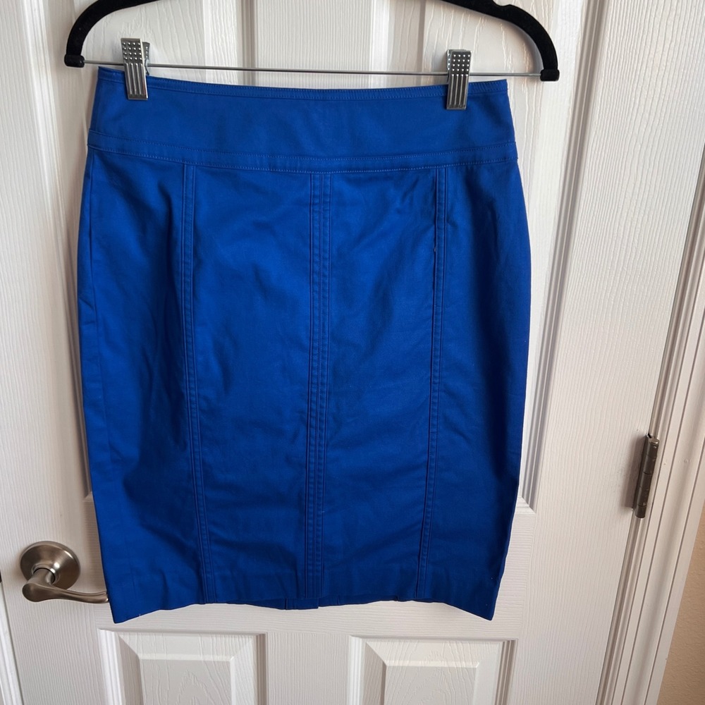 New Ann Taylor Astor Pencil Skirt Blue Fitted Career Business Women's Size 2